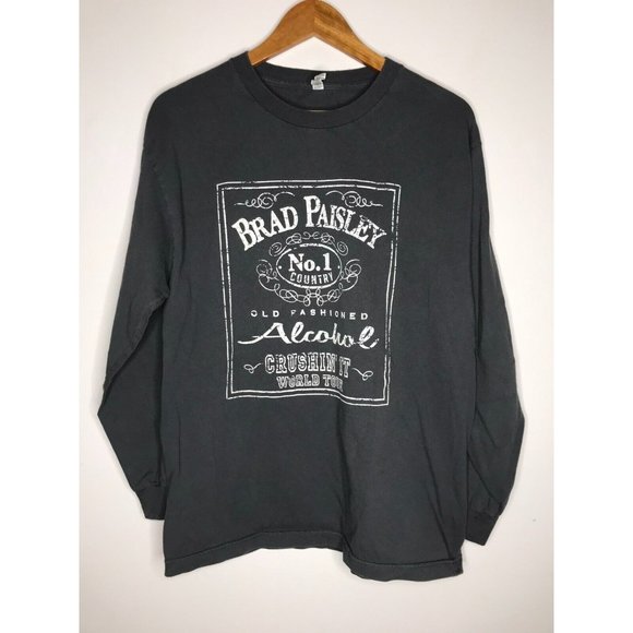 Brad Paisley World Tour Concert Alcohol T-Shirt Men's Large Gray Long Sleeve - Picture 1 of 4